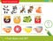 Logic puzzle for kids. What does not fit? Animals. Jam. Cups. Matching game, education game for children. Worksheet vector design