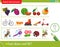 Logic puzzle for kids. What does not fit? Berries. Active recreation. Insects. Education game for children. Worksheet vector