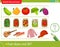 Logic puzzle for kids. What does not fit? Clothing. Vegetables. Pickles. Education game for children. Worksheet vector design for