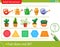 Logic puzzle for kids. What does not fit? Flower watering cans. Cactuses. Geometric shapes: polygons.  Education game for children