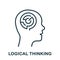 Logic Thinking Line Icon. Maze in Human Head Linear Pictogram. Mental Circle Labyrinth Outline Sign. Intellectual