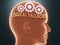 Logical fallacies inside human mind - pictured as word Logical fallacies inside a head with cogwheels to symbolize that Logical