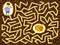 Logical puzzle game with labyrinth for children and adults. Help the pirate find the way till treasure chest.
