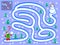 Logical puzzle game with labyrinth for little children. Help the girl find the way in the winter forest till the snowman.