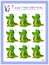 Logical puzzle game for little children. Need to find two identical crocodiles. Educational page for kids. IQ training test.