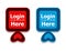 Login here register web button icon set. Signup sign red and blue color. Ui symbol for new enter to website account, Vector