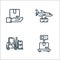 logistic and delivery line icons. linear set. quality vector line set such as weighing scale, forklift, airplane