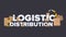 Logistic distribution banner. Lettering on an industrial theme. Carton boxes. Freight and delivery concept. Vector.