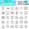 Logistic line icon set, delivery symbols collection, vector sketches, logo illustrations, shipping signs