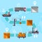 Logistic management concept with goods route