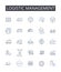 Logistic management line icons collection. Supply chain, Distribution plan, Shipping strategy, Material handling