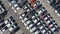 LOGISTIC AND TRADE AUTOMOBILE CENTER. DRONE AERIAL PHOTO. VEHICLE PARK