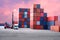 Logistics and container handling business concept in a port