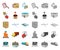 Logistics and delivery cartoon,mono icons in set collection for design. Transport and equipment isometric vector symbol