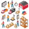 Logistics And Delivery Isometric Icons Set