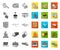 Logistics and delivery mono,flat icons in set collection for design. Transport and equipment isometric vector symbol