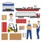 Logistics Flat Elements Set