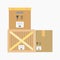 Logistics flat vector icon of wooden or cardboard parcel box or container package
