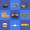 Logistics and freight transportation icon set