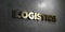 Logistics - Gold text on black background - 3D rendered royalty free stock picture