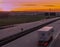 Logistics on the highway sunset