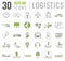 Logistics icons set. Delivery and Transportation. Outline icons. Vector