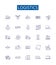 Logistics line icons signs set. Design collection of Distribution, Shipping, Delivery, Transportation, Freight, Channel