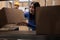 Logistics manager doing goods parcels quality control