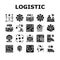 logistics manager warehouse icons set vector