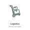 Logistics outline vector icon. Thin line black logistics icon, flat vector simple element illustration from editable delivery and