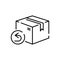 Logistics and Shipping box line icons. Delivery cargo. Return arrow