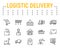 Logistics shipping line icon set, delivery symbols collection, vector sketches, logo illustrations, logistic delivery