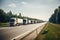 logistics transport trucks driving on a highway. Ai generative