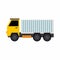 Logistics truck fleet vehicles. Cargo truck in yellow isolated on white background. Delivery service concept. Vector illustration