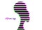 Logo African American woman face profile. Colorful overlapping Afro silhouette with fashion curly, afro ethnic hairstyle concept.