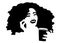 Logo african woman natural afro hair calling and drinking coffee