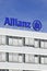 Logo of Allianz Insurance Company on their office building in Unterfoehring near Munich