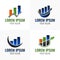 Logo arrow bar statistic growth template collection