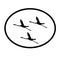 Logo Banner Image Flying Flamingo Birds in Oval Shape on White  Background