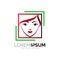 The logo of a beautiful woman, square and face