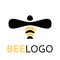 Logo of a bee on a honeycomb. Stylized logo with a honey bee. Hornet. Icon with insect. The farm.