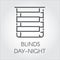 Logo of blinds day-night. Icon drawing in outline style. Vector graphic label