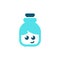 Logo of a bottle with smiling face inside it