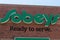 The logo and brand sign on Canadian retail business Sobeys grocery store