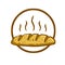 Logo of Bread. Set Of Loaves. Cartoon illustration. Natural farm product. Emblem of the bakery. Brown fried crust