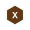 Logo X with a brown hexagon background