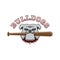 Logo bulldog with a baseball bat in the teeth