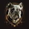 logo bulldog vector art gold chain artic wearing glasses black background generative AI