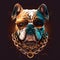 logo bulldog vector art gold chain artic wearing glasses generative AI