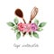Logo for cake shop and bakery, kitchen with floral elements